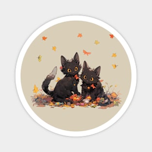 Adorable Black Cats Halloween Candy Magnet